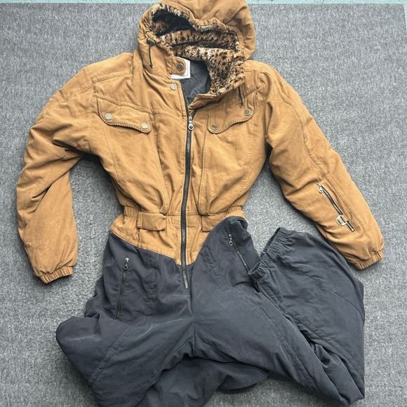 NILS Ski Suit Womens 14 Brown Black Resort Collection Vintage
